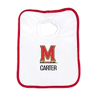 Newborn & Infant White Maryland Terrapins Primary Logo Personalized Bib