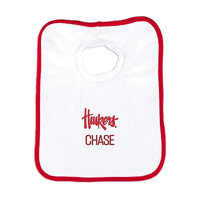 Newborn & Infant White Nebraska Huskers Personalized Bib