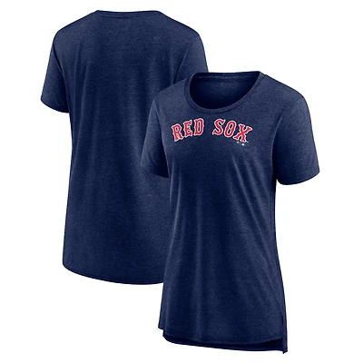 Women's Heather Navy Boston Red Sox Official Wordmark Tri-Blend T-Shirt