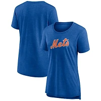 Women's Heather Royal New York Mets Official Wordmark Tri-Blend T-Shirt
