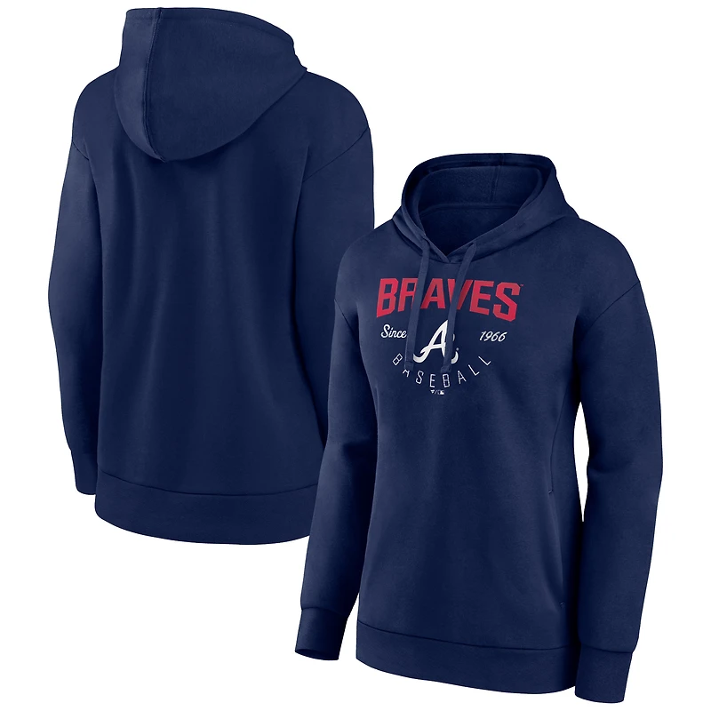 Women's Navy Atlanta Braves Team Live For It Pullover Hoodie