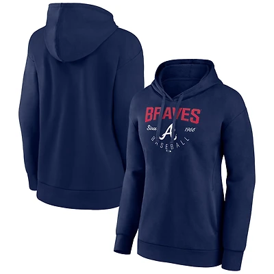 Women's Navy Atlanta Braves Team Live For It Pullover Hoodie