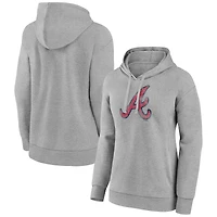 Women's Gray Atlanta Braves Distressed Team Pullover Hoodie