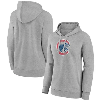Women's Gray Chicago Cubs Distressed Team Pullover Hoodie