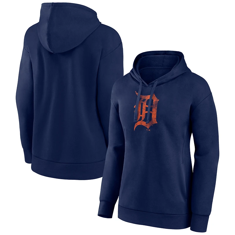 Women's Navy Detroit Tigers Distressed Team Pullover Hoodie