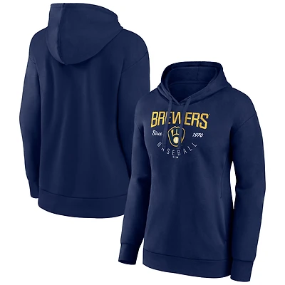 Women's Navy Milwaukee Brewers Live For It Pullover Hoodie