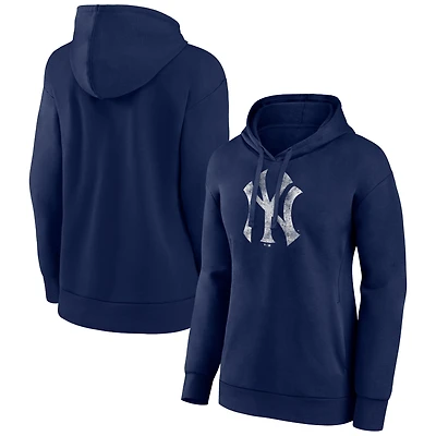 Women's Navy New York Yankees Distressed Team Pullover Hoodie