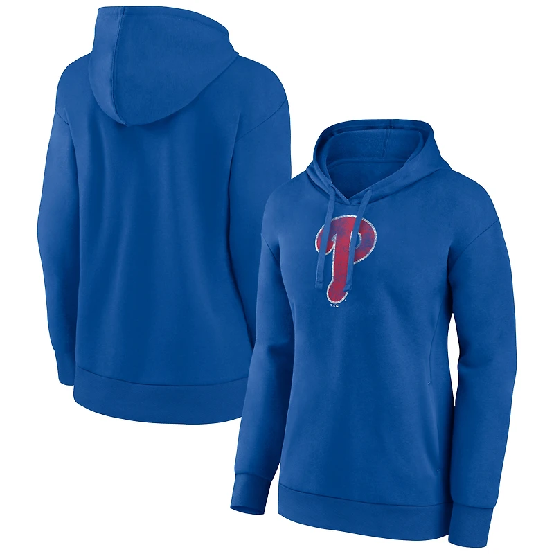 Women's Royal Philadelphia Phillies Distressed Team Pullover Hoodie