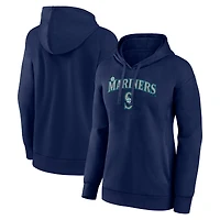 Women's Navy Seattle Mariners Team Logo Lockup Pullover Hoodie