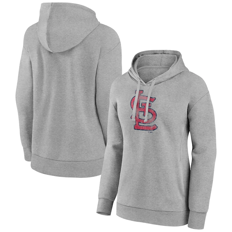 Women's Gray St. Louis Cardinals Distressed Team Pullover Hoodie