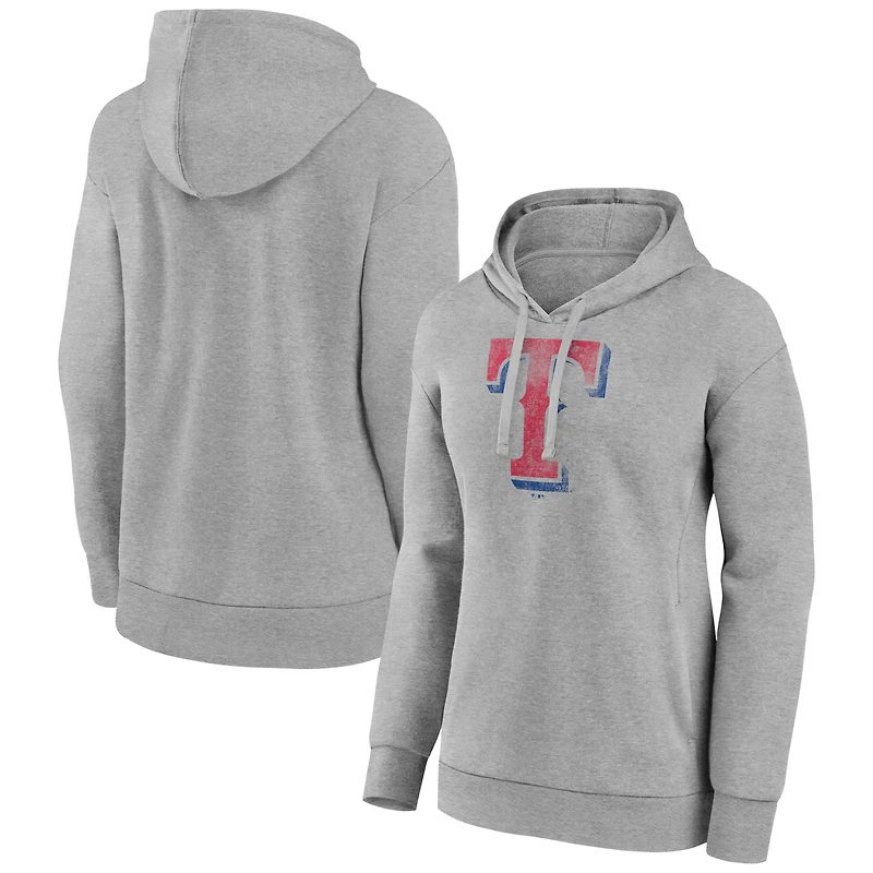 Women's Gray Texas Rangers Distressed Team Pullover Hoodie