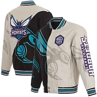 Men's JH Design Gray/Black Charlotte Hornets Split All Over Full-Zip Jacket
