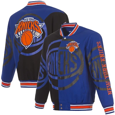 Men's JH Design Blue/Black New York Knicks Split All Over Full-Zip Jacket