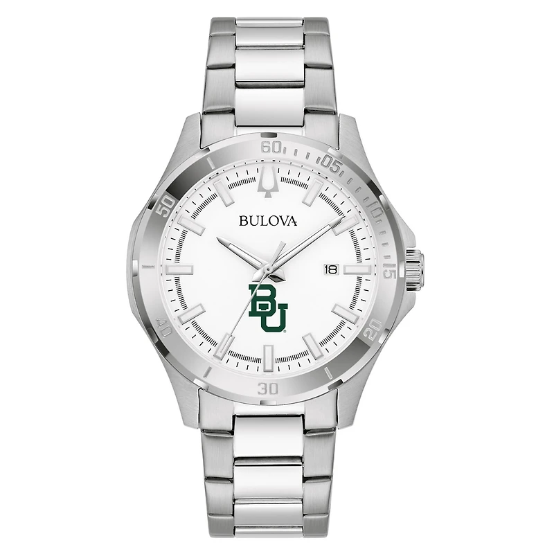 Men's Bulova Silver Baylor Bears Stainless Steel Classic Sport Watch