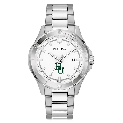 Men's Bulova Silver Baylor Bears Stainless Steel Classic Sport Watch