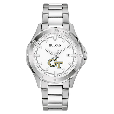 Men's Bulova Silver Georgia Tech Yellow Jackets Stainless Steel Classic Sport Watch