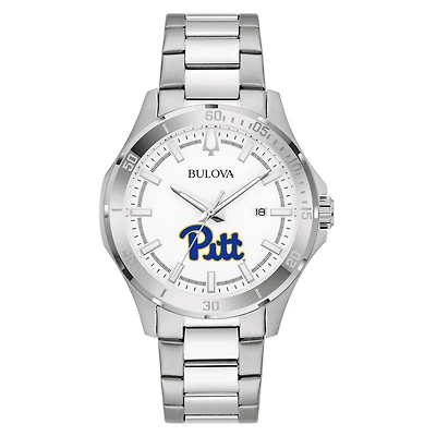 Men's Bulova Silver Pitt Panthers Stainless Steel Classic Sport Watch