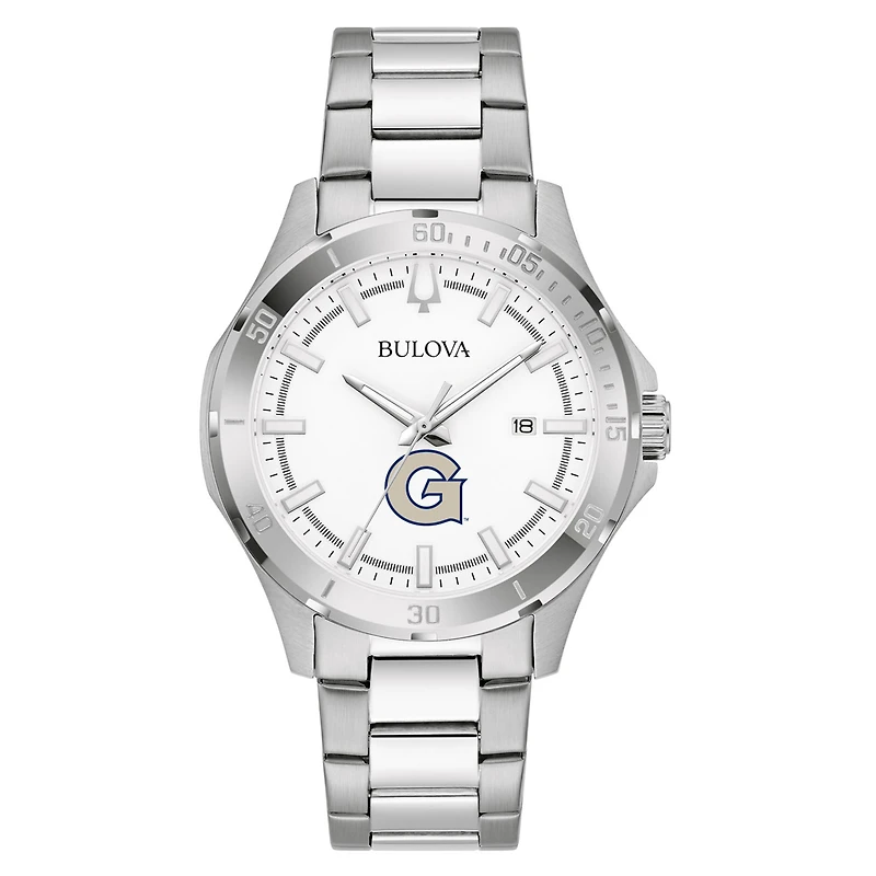 Men's Bulova Silver Georgetown Hoyas Stainless Steel Classic Sport Watch