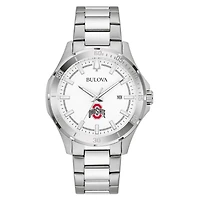 Men's Bulova Silver Ohio State Buckeyes Stainless Steel Classic Sport Watch