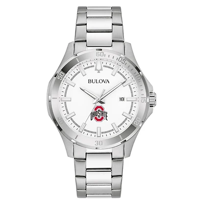 Men's Bulova Silver Ohio State Buckeyes Stainless Steel Classic Sport Watch