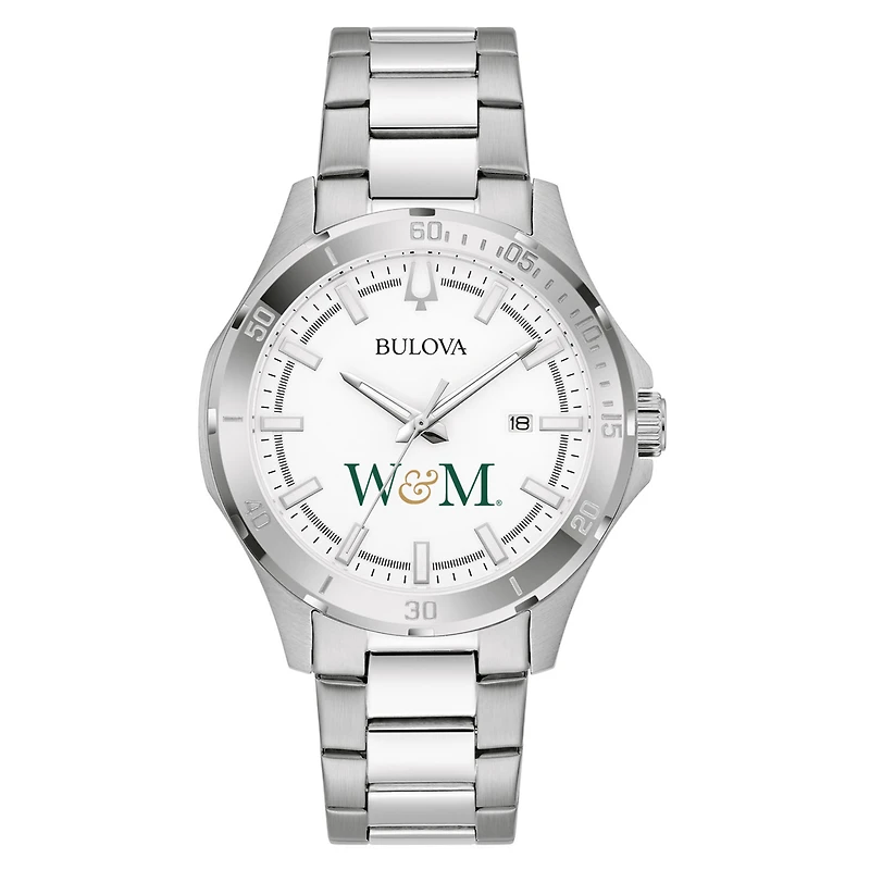 Men's Bulova Silver William & Mary Tribe Stainless Steel Classic Sport Watch
