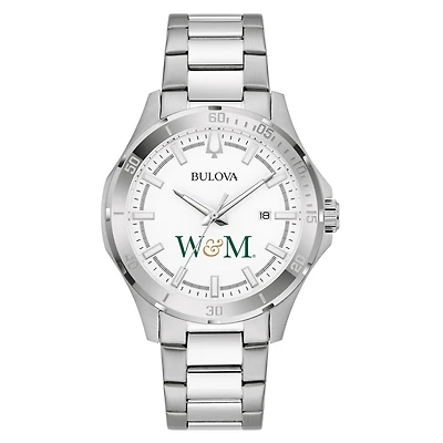 Men's Bulova Silver William & Mary Tribe Stainless Steel Classic Sport Watch
