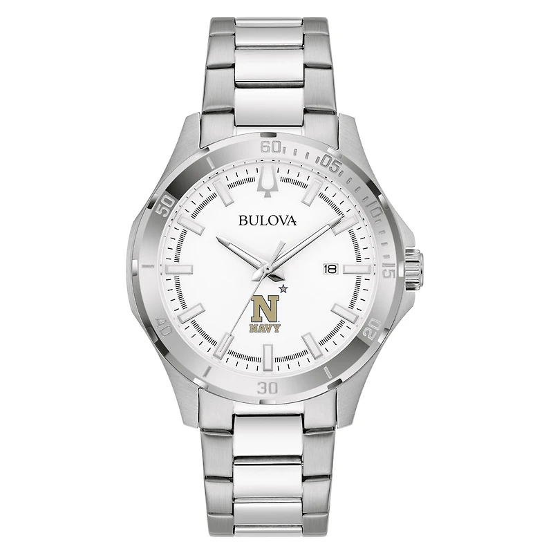 Men's Bulova Silver Navy Midshipmen Stainless Steel Classic Sport Watch