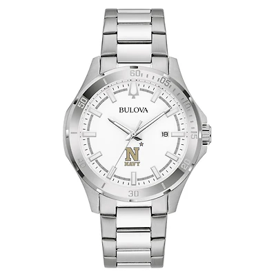 Men's Bulova Silver Navy Midshipmen Stainless Steel Classic Sport Watch
