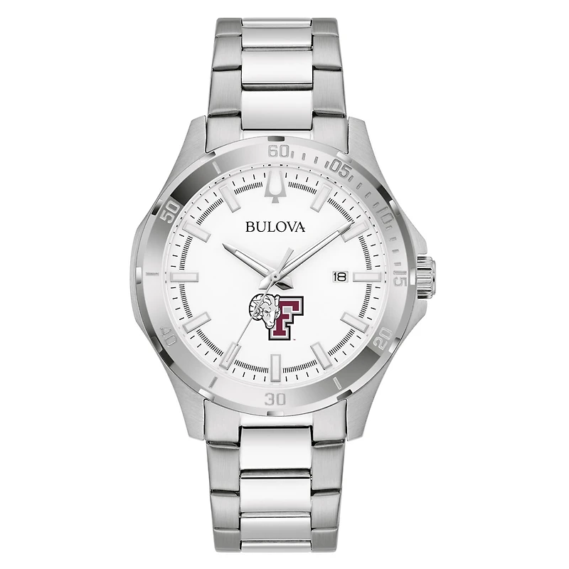 Men's Bulova Silver Fordham Rams Stainless Steel Classic Sport Watch