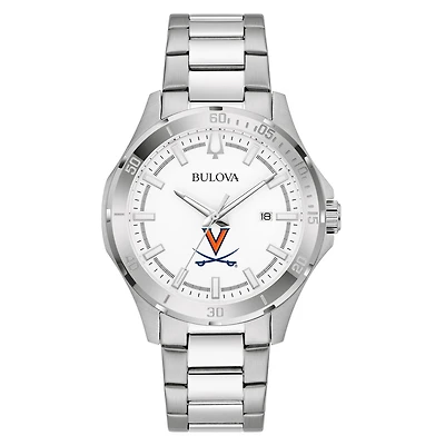 Men's Bulova Silver Virginia Cavaliers Stainless Steel Classic Sport Watch