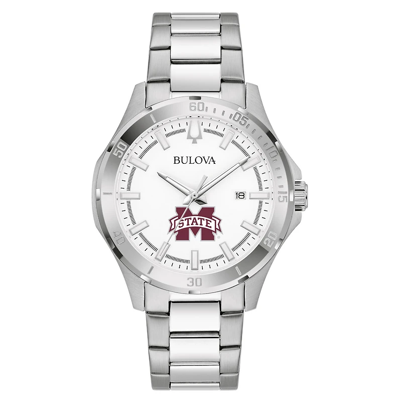 Men's Bulova Silver Mississippi State Bulldogs Stainless Steel Classic Sport Watch