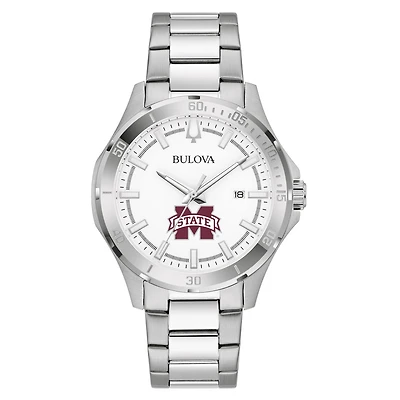 Men's Bulova Silver Mississippi State Bulldogs Stainless Steel Classic Sport Watch