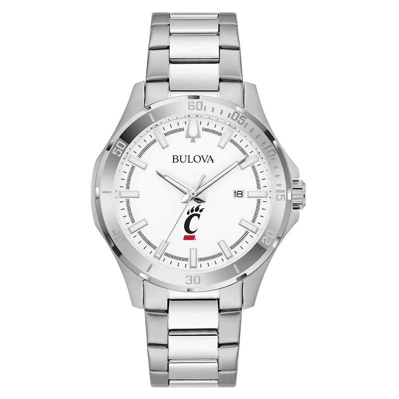 Men's Bulova Silver Cincinnati Bearcats Stainless Steel Classic Sport Watch
