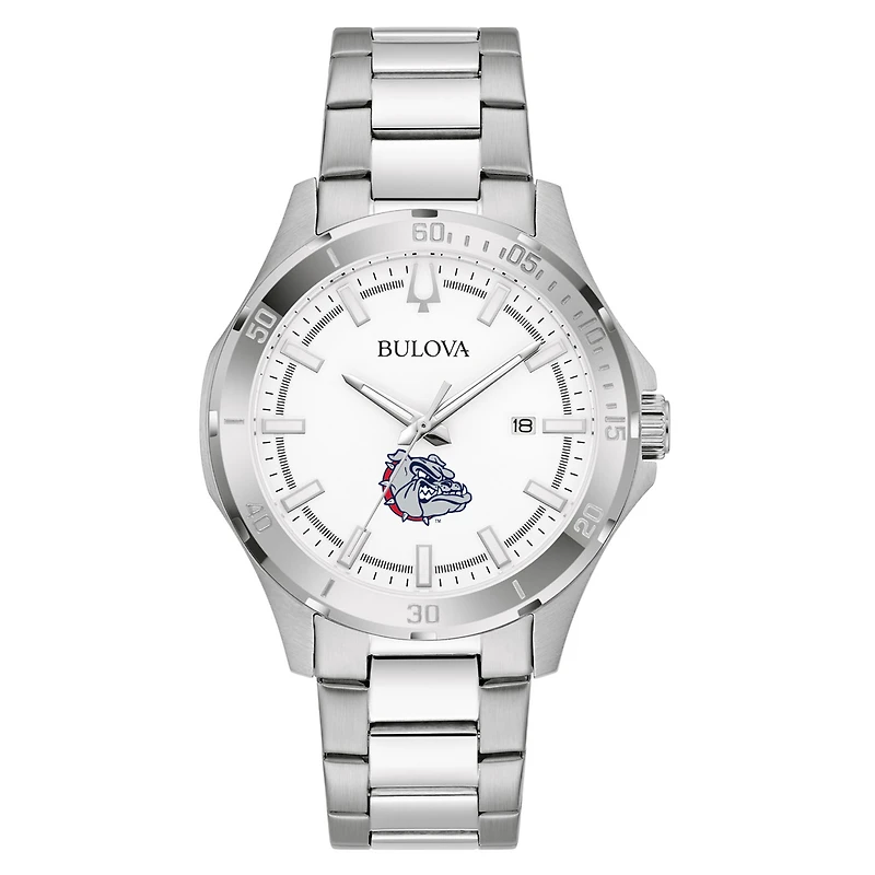 Men's Bulova Silver Gonzaga Bulldogs Stainless Steel Classic Sport Watch