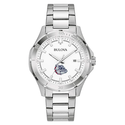 Men's Bulova Silver Gonzaga Bulldogs Stainless Steel Classic Sport Watch