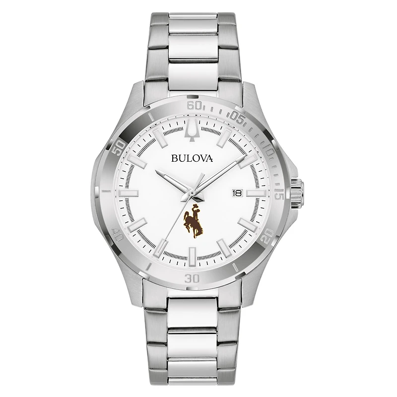 Men's Bulova Silver Wyoming Cowboys Stainless Steel Classic Sport Watch