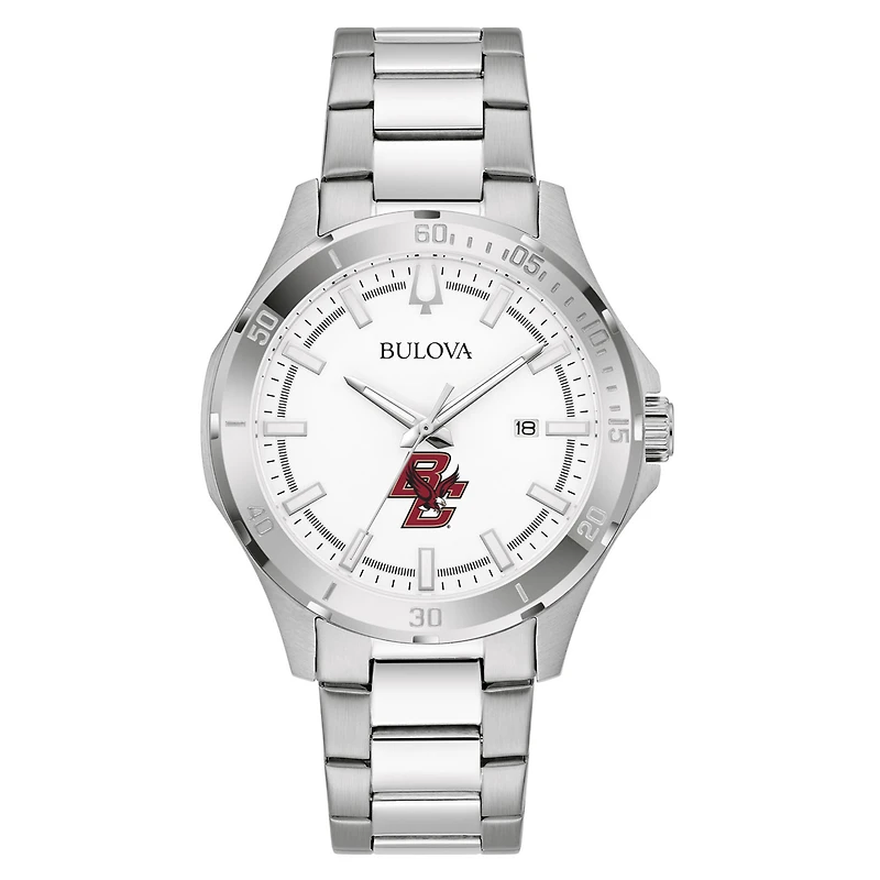Men's Bulova Silver Boston College Eagles Stainless Steel Classic Sport Watch