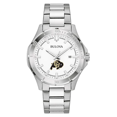 Men's Bulova Silver Colorado Buffaloes Stainless Steel Classic Sport Watch