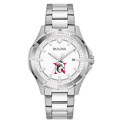 Men's Bulova Silver Northeastern Huskies Stainless Steel Classic Sport Watch