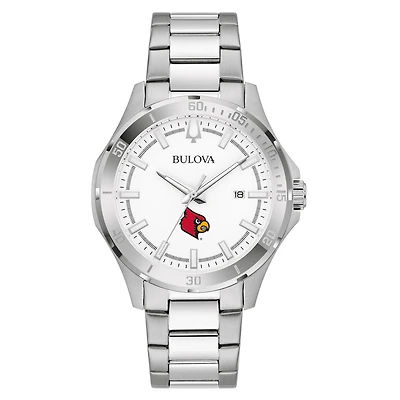 Men's Bulova Silver Louisville Cardinals Stainless Steel Classic Sport Watch