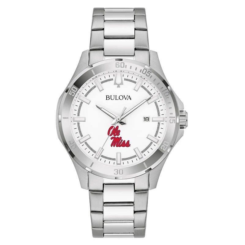 Men's Bulova Silver Ole Miss Rebels Stainless Steel Classic Sport Watch