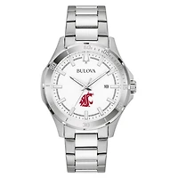 Men's Bulova Silver Washington State Cougars Stainless Steel Classic Sport Watch