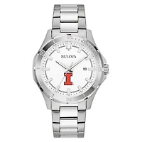 Men's Bulova Silver Illinois Fighting Illini Stainless Steel Classic Sport Watch