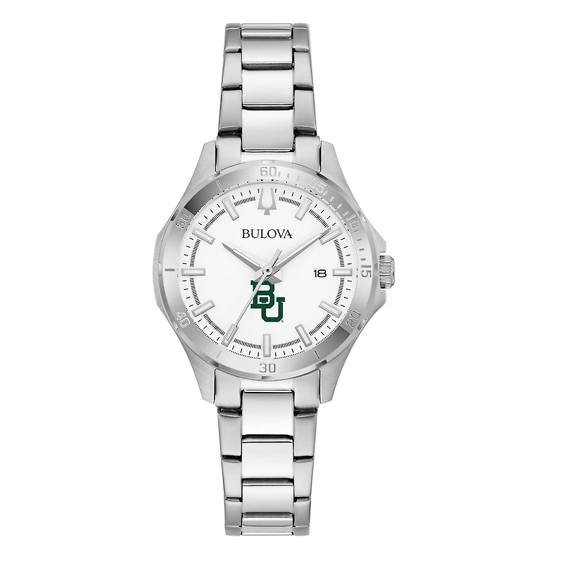 Women's Bulova Silver Baylor Bears Stainless Steel Classic Sport Watch