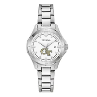 Women's Bulova Silver GA Tech Yellow Jackets Stainless Steel Classic Sport Watch