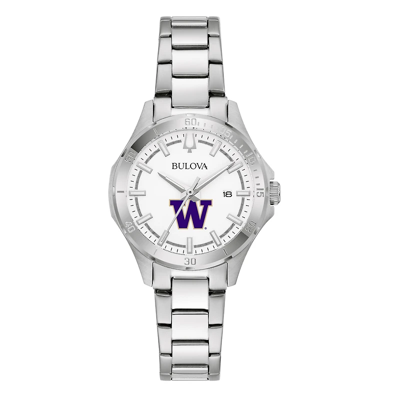 Women's Bulova Silver Washington Huskies Stainless Steel Classic Sport Watch