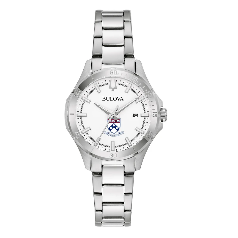 Women's Bulova Silver Pennsylvania Quakers Stainless Steel Classic Sport Watch