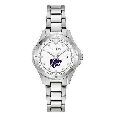 Women's Bulova Silver Kansas State Wildcats Stainless Steel Classic Sport Watch