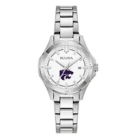 Women's Bulova Silver Kansas State Wildcats Stainless Steel Classic Sport Watch
