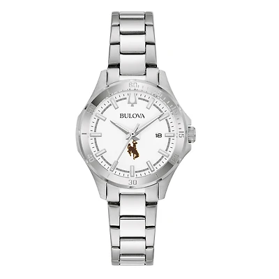 Women's Bulova Silver Wyoming Cowboys Stainless Steel Classic Sport Watch